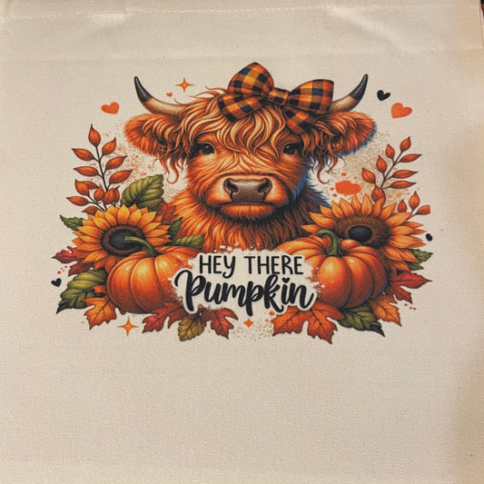 Highland Cow Hey There Pumpkin Tote